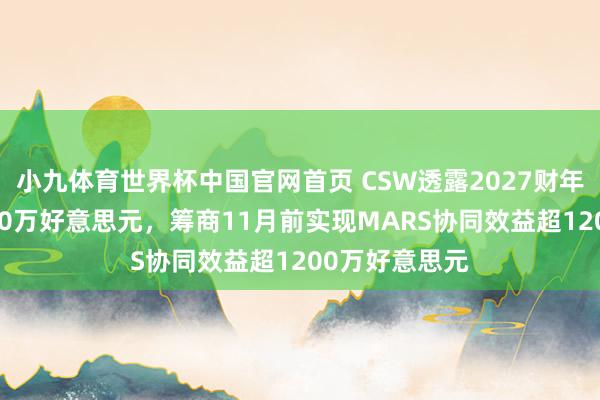 小九体育世界杯中国官网首页 CSW透露2027财年利息支拨4600万好意思元,筹商11月前实现MARS协同效益超1200万好意思元