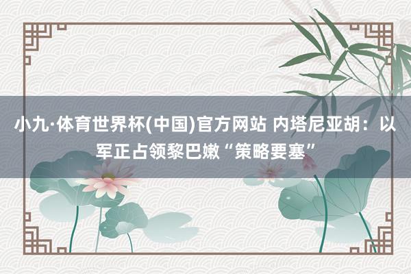 小九·体育世界杯(中国)官方网站 内塔尼亚胡:以军正占领黎巴嫩“策略要塞”