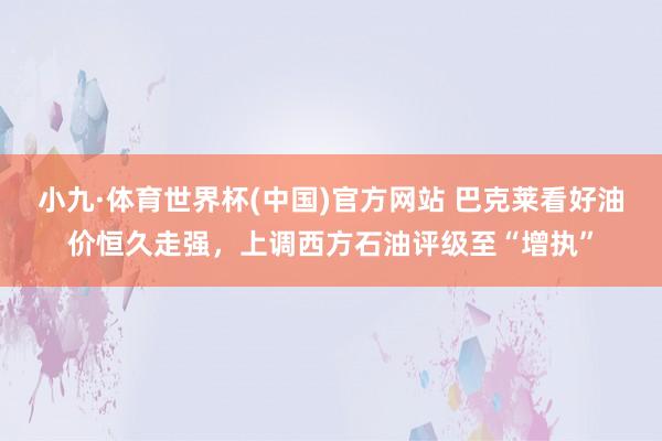 小九·体育世界杯(中国)官方网站 巴克莱看好油价恒久走强,上调西方石油评级至“增执”