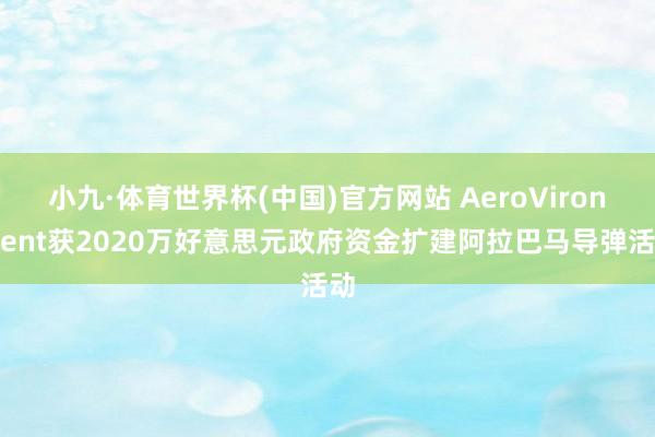 小九·体育世界杯(中国)官方网站 AeroVironment获2020万好意思元政府资金扩建阿拉巴马导弹活动