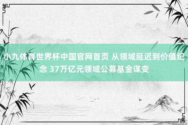 小九体育世界杯中国官网首页 从领域延迟到价值纪念 37万亿元领域公募基金谋变