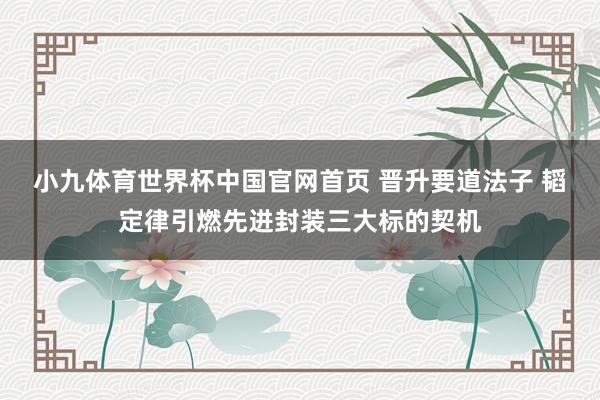 小九体育世界杯中国官网首页 晋升要道法子 韬定律引燃先进封装三大标的契机