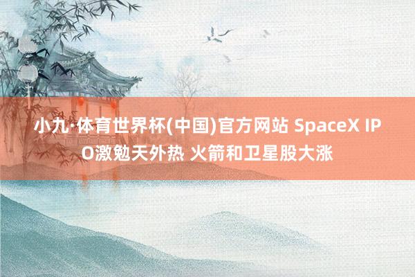 小九·体育世界杯(中国)官方网站 SpaceX IPO激勉天外热 火箭和卫星股大涨
