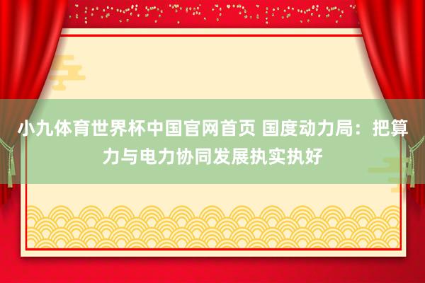 小九体育世界杯中国官网首页 国度动力局:把算力与电力协同发展执实执好
