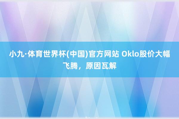 小九·体育世界杯(中国)官方网站 Oklo股价大幅飞腾，原因瓦解