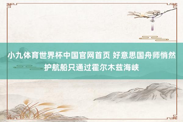 小九体育世界杯中国官网首页 好意思国舟师悄然护航船只通过霍尔木兹海峡
