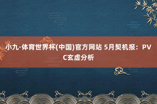 小九·体育世界杯(中国)官方网站 5月契机报:PVC玄虚分析