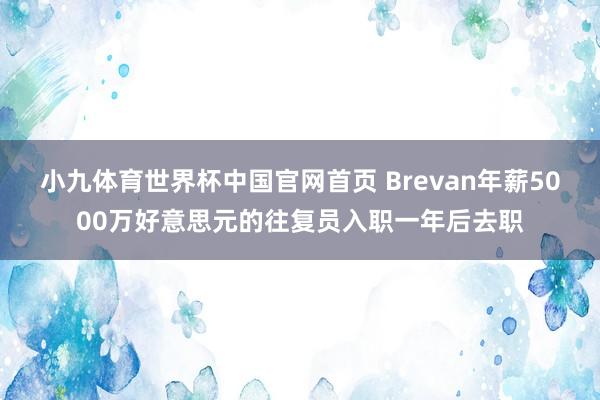 小九体育世界杯中国官网首页 Brevan年薪5000万好意思元的往复员入职一年后去职