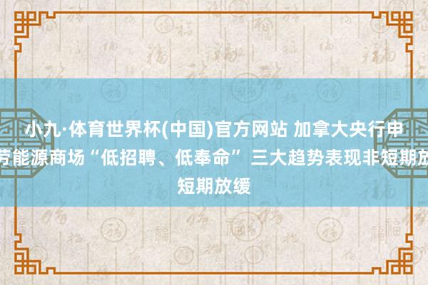 小九·体育世界杯(中国)官方网站 加拿大央行申饬劳能源商场“低招聘、低奉命” 三大趋势表现非短期放缓