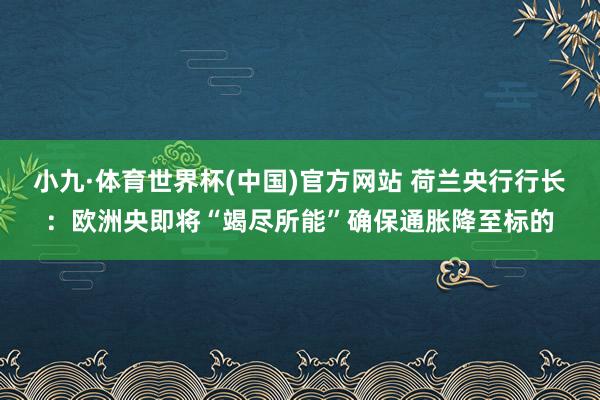 小九·体育世界杯(中国)官方网站 荷兰央行行长:欧洲央即将“竭尽所能”确保通胀降至标的
