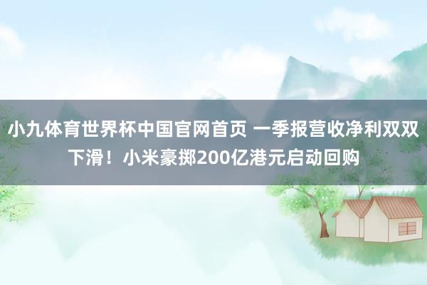 小九体育世界杯中国官网首页 一季报营收净利双双下滑!小米豪掷200亿港元启动回购