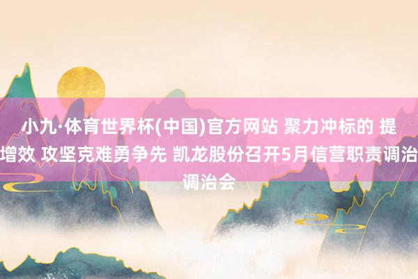 小九·体育世界杯(中国)官方网站 聚力冲标的 提质增效 攻坚克难勇争先 凯龙股份召开5月信营职责调治会