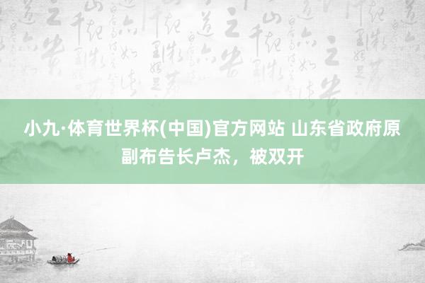 小九·体育世界杯(中国)官方网站 山东省政府原副布告长卢杰，被双开