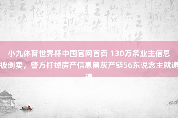 小九体育世界杯中国官网首页 130万条业主信息被倒卖，警方打掉房产信息黑灰产链56东说念主就逮