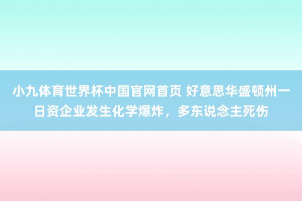 小九体育世界杯中国官网首页 好意思华盛顿州一日资企业发生化学爆炸,多东说念主死伤