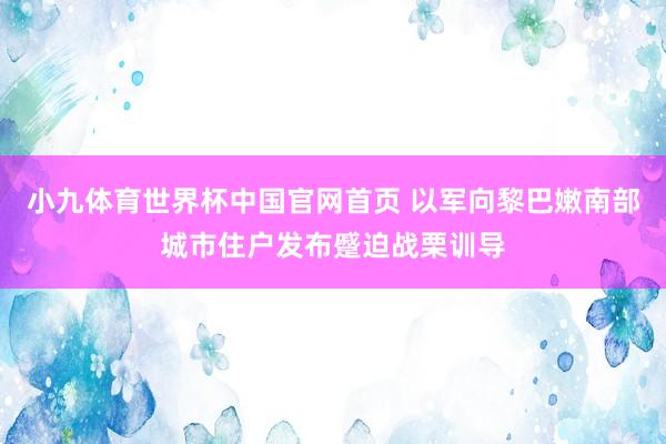 小九体育世界杯中国官网首页 以军向黎巴嫩南部城市住户发布蹙迫战栗训导
