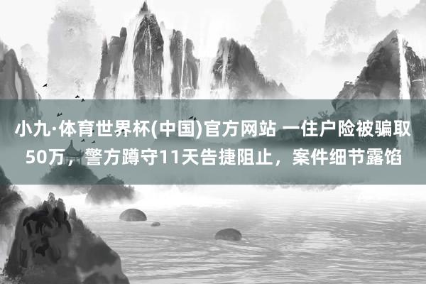 小九·体育世界杯(中国)官方网站 一住户险被骗取50万，警方蹲守11天告捷阻止，案件细节露馅