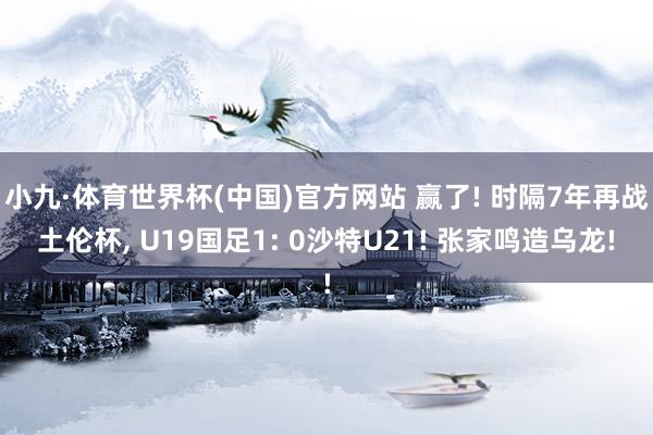 小九·体育世界杯(中国)官方网站 赢了! 时隔7年再战土伦杯， U19国足1: 0沙特U21! 张家鸣造乌龙!