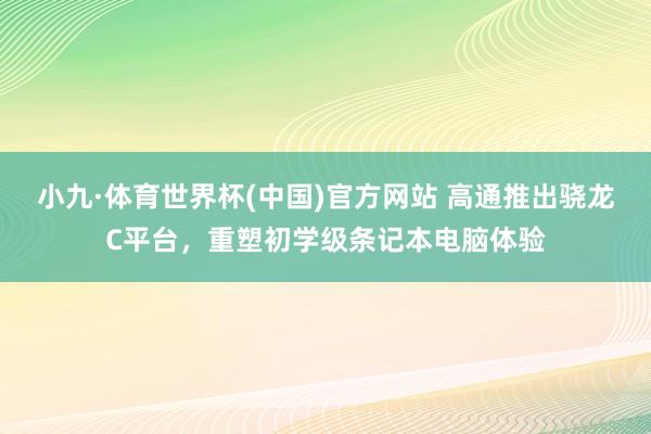 小九·体育世界杯(中国)官方网站 高通推出骁龙C平台，重塑初学级条记本电脑体验