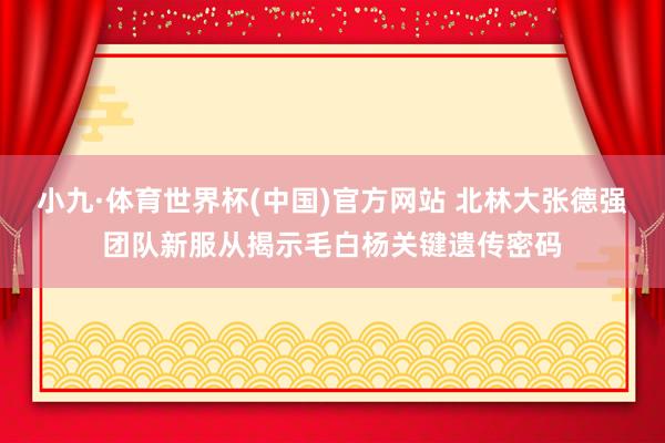 小九·体育世界杯(中国)官方网站 北林大张德强团队新服从揭示毛白杨关键遗传密码