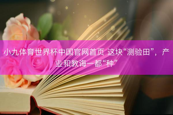小九体育世界杯中国官网首页 这块“测验田”，产业和教诲一都“种”