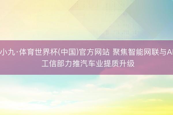 小九·体育世界杯(中国)官方网站 聚焦智能网联与AI 工信部力推汽车业提质升级