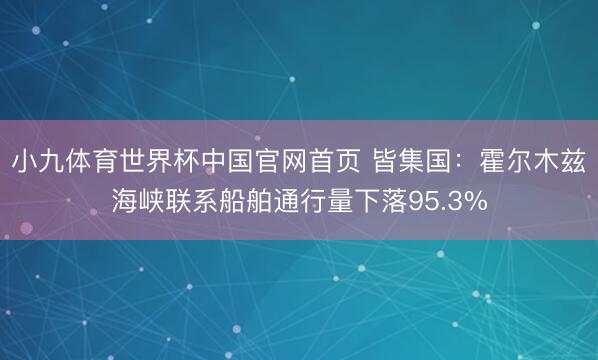 小九体育世界杯中国官网首页 皆集国：霍尔木兹海峡联系船舶通行量下落95.3%