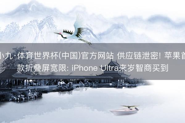 小九·体育世界杯(中国)官方网站 供应链泄密! 苹果首款折叠屏宽限: iPhone Ultra来岁智商买到