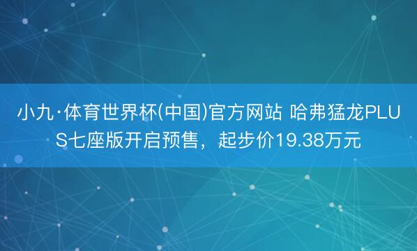 小九·体育世界杯(中国)官方网站 哈弗猛龙PLUS七座版开启预售，起步价19.38万元