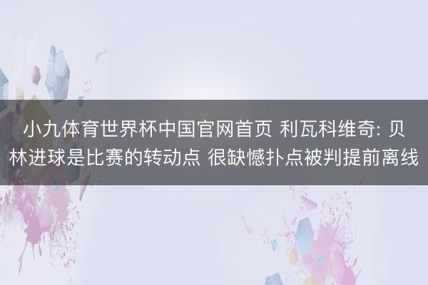 小九体育世界杯中国官网首页 利瓦科维奇: 贝林进球是比赛的转动点 很缺憾扑点被判提前离线