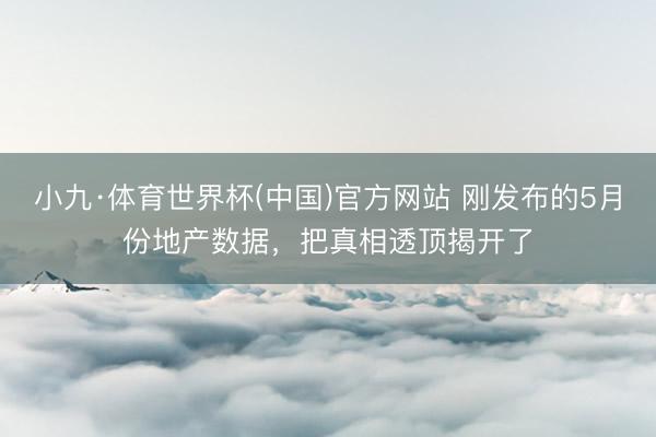 小九·体育世界杯(中国)官方网站 刚发布的5月份地产数据,把真相透顶揭开了