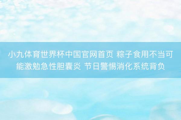 小九体育世界杯中国官网首页 粽子食用不当可能激勉急性胆囊炎 节日警惕消化系统背负